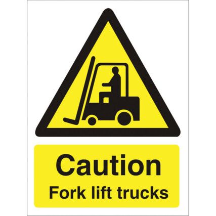Forklift Trucks Polycarbonate Caution Sign 300mm x 400mm