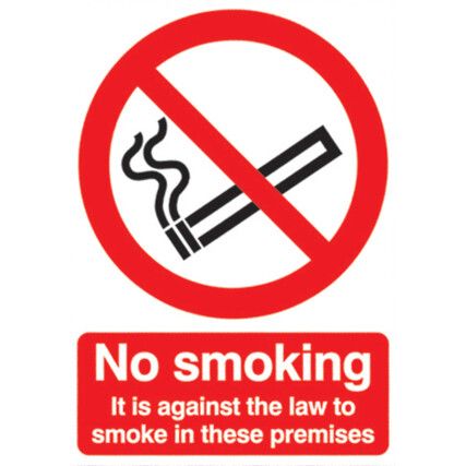 No Smoking it is Against the Law Rigid PVC Sign 148mm x 210mm