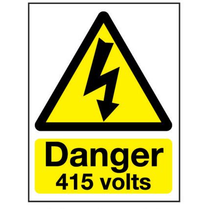 415 Volts Vinyl Danger Sign 150mm x 200mm