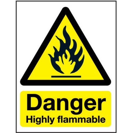 Highly Flammable Rigid PVC Danger Sign 148mm x 210mm