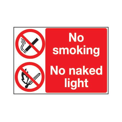 No Smoking No Naked Light Rigid PVC Sign 200mm x 300mm