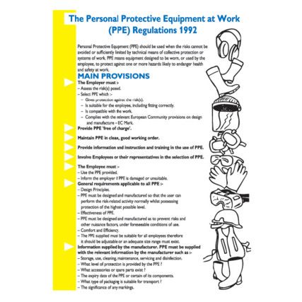 PPE Regulations 1992 Rigid PVC Wall Guide - 420 x 600mm